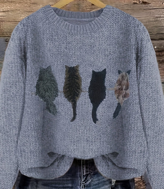 Talia | Cosy Cat-Print Jumper