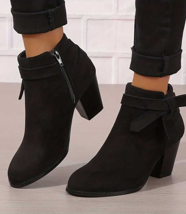 Sylvane | Women's Chelsea Ankle Boot with Block Heel - Black - Image 2
