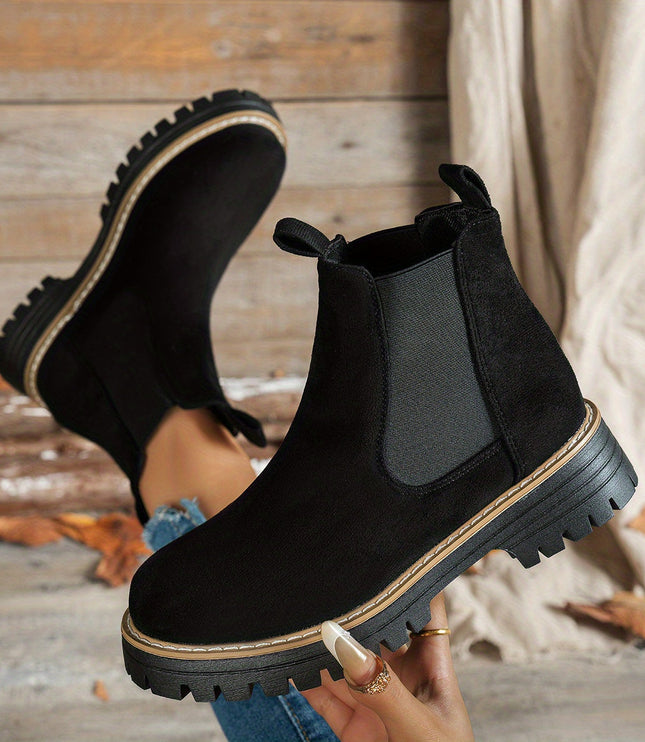 Blythe | Women's Chelsea Platform Ankle Boots - Black - Image 6