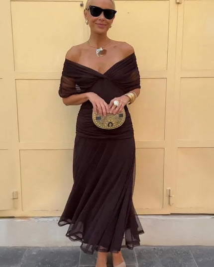 Women's Cocktail Off Shoulder Draped Maxi Dress - product image 2