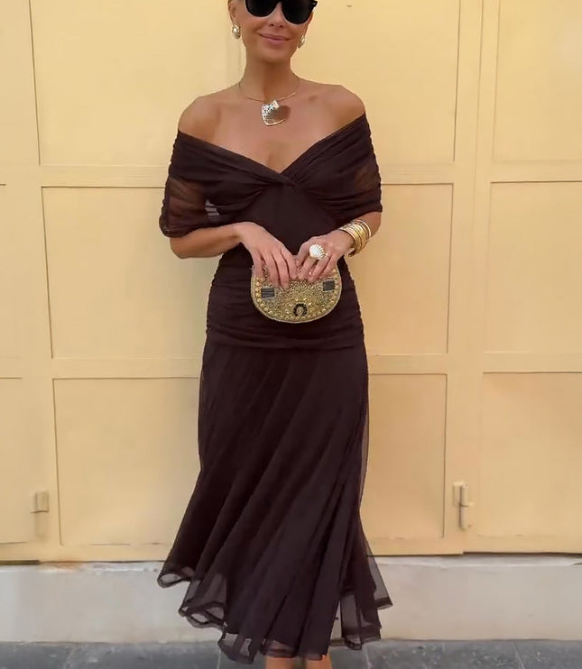 Women's Cocktail Off Shoulder Draped Maxi Dress - product image 2