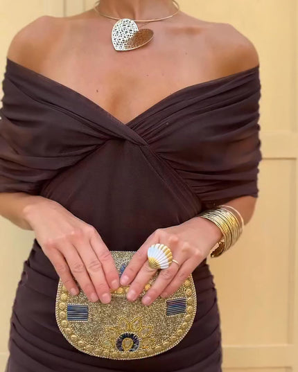 Women's Cocktail Off Shoulder Draped Maxi Dress - product image 4