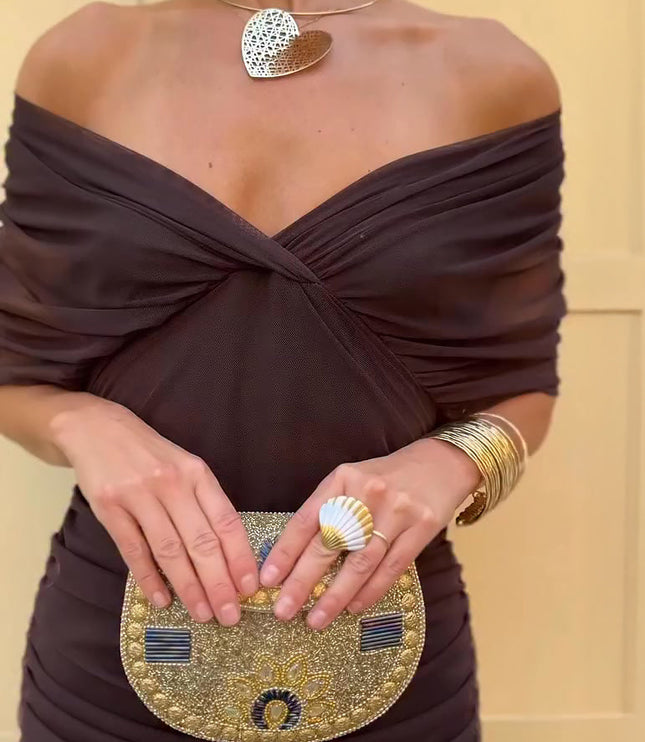 Women's Cocktail Off Shoulder Draped Maxi Dress - product image 4