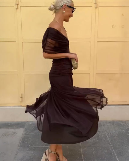 Women's Cocktail Off Shoulder Draped Maxi Dress - product image 5