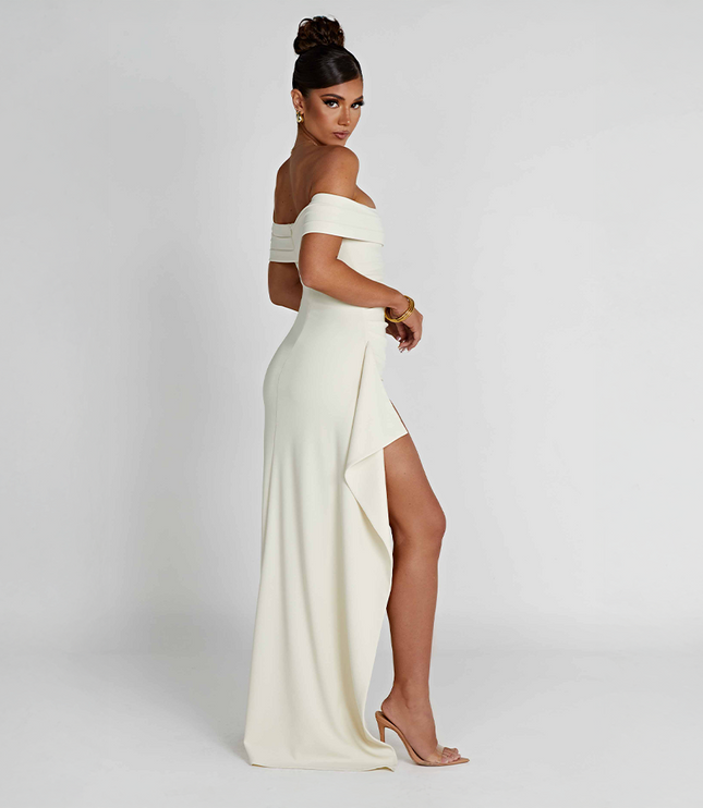 Vestido maxi bodycon cóctel para mujer con fruncido y diseño esculpido
