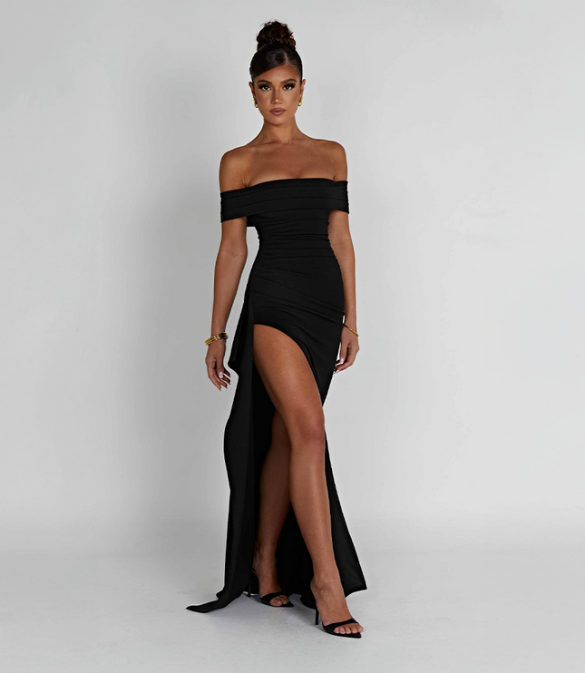Vestido maxi bodycon cóctel para mujer con fruncido y diseño esculpido