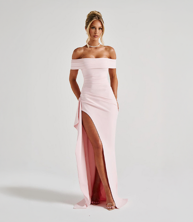 Vestido maxi bodycon cóctel para mujer con fruncido y diseño esculpido