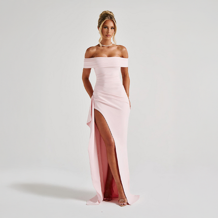 Vestido maxi bodycon cóctel para mujer con fruncido y diseño esculpido