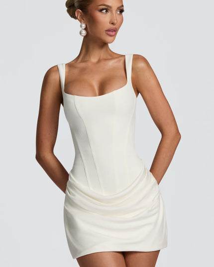Vestido mini de fiesta de cóctel de satén con fruncidos para mujer