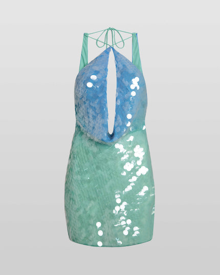 Vestido mini fluido sin mangas para fiesta para mujer estilo cóctel