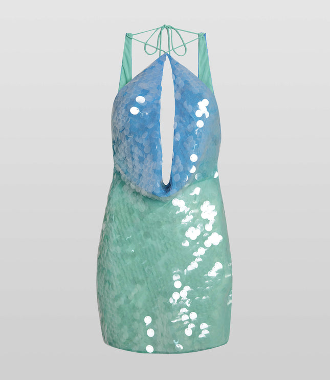 Vestido mini fluido sin mangas para fiesta para mujer estilo cóctel