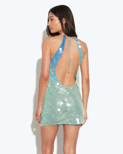 Vestido mini fluido sin mangas para fiesta para mujer estilo cóctel