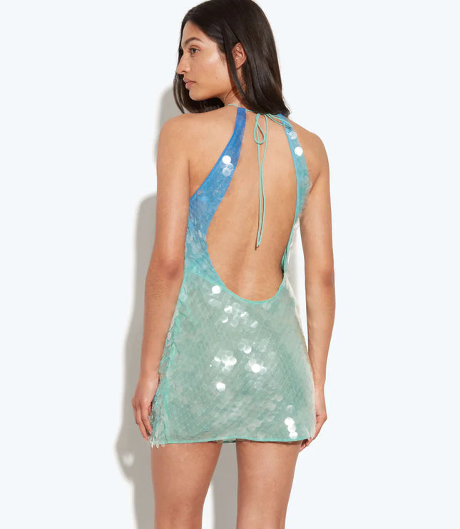 Vestido mini fluido sin mangas para fiesta para mujer estilo cóctel