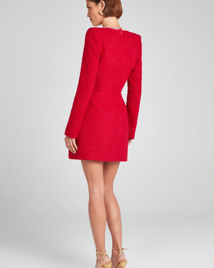 Vestido mini de cóctel con cuello cuadrado y mangas largas para mujer