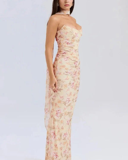 Women's Cocktail Strapless Mesh Back Tie Maxi Dress - product image 16