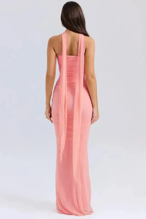 Women's Cocktail Strapless Mesh Back Tie Maxi Dress - product image 19