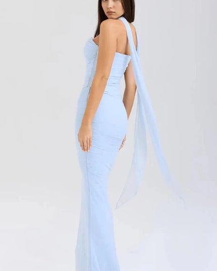 Women's Cocktail Strapless Mesh Back Tie Maxi Dress - product image 5