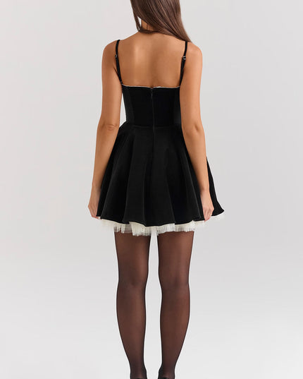 Vestido mini skater de cóctel con escote corazón para mujer
