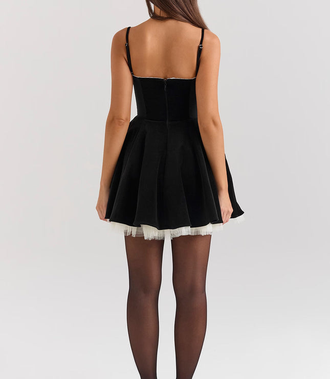 Vestido mini skater de cóctel con escote corazón para mujer