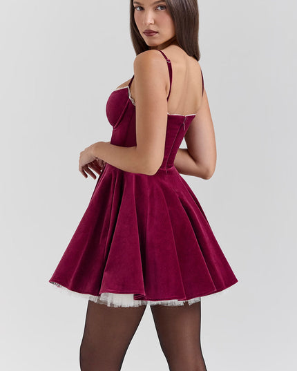Vestido mini skater de cóctel con escote corazón para mujer