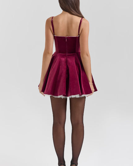 Vestido mini skater de cóctel con escote corazón para mujer