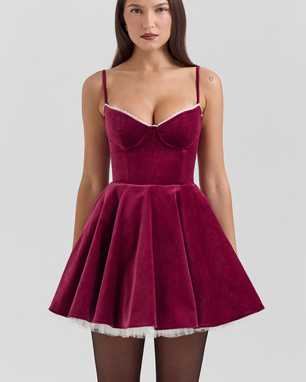 Vestido mini skater de cóctel con escote corazón para mujer
