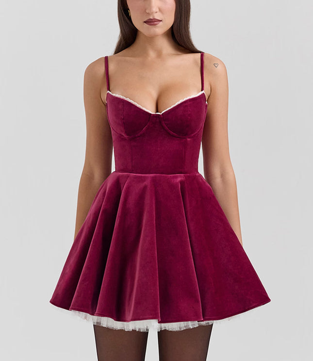 Vestido mini skater de cóctel con escote corazón para mujer