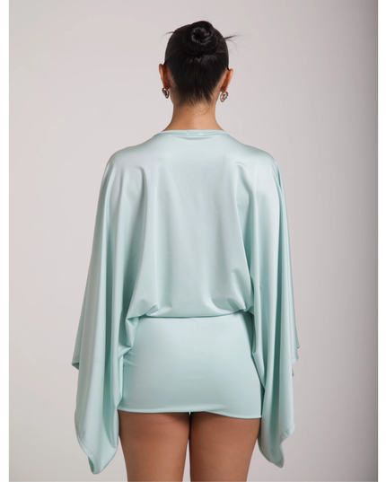 Vestido mini ajustado de cóctel con escote en V y fruncidos para mujer