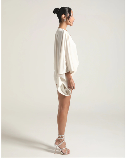 Vestido mini ajustado de cóctel con escote en V y fruncidos para mujer
