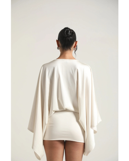 Vestido mini ajustado de cóctel con escote en V y fruncidos para mujer