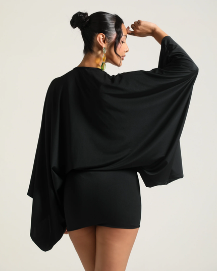 Vestido mini ajustado de cóctel con escote en V y fruncidos para mujer