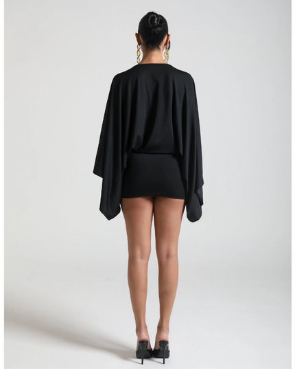 Vestido mini ajustado de cóctel con escote en V y fruncidos para mujer