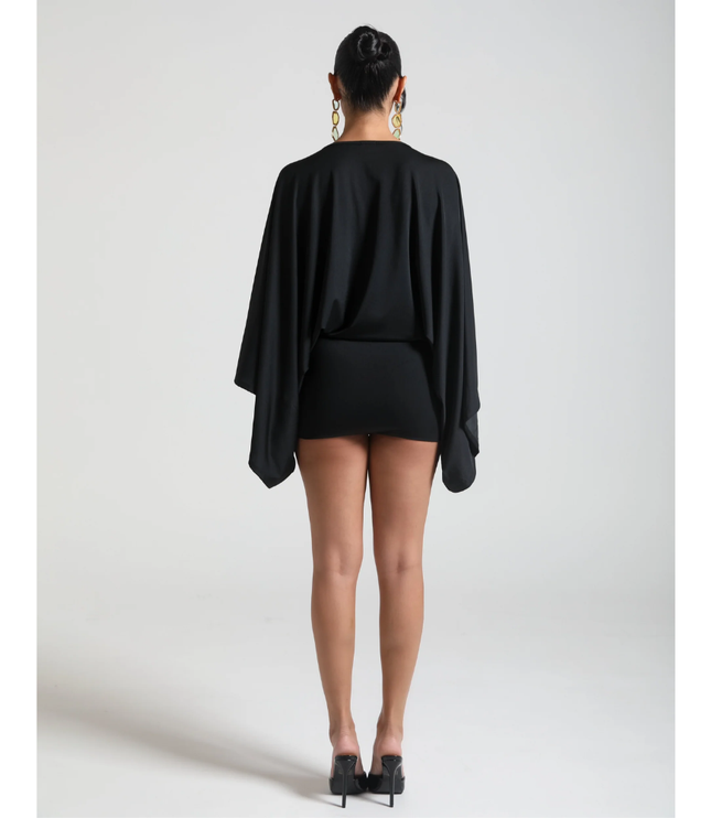 Vestido mini ajustado de cóctel con escote en V y fruncidos para mujer