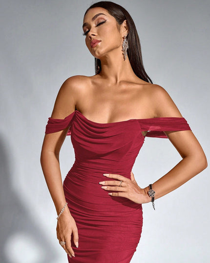 Vestido maxi fluido sin mangas para mujer con escote en V estilo cóctel