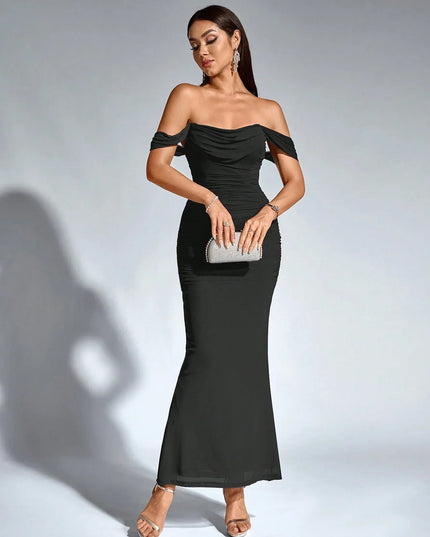 Vestido maxi fluido sin mangas para mujer con escote en V estilo cóctel