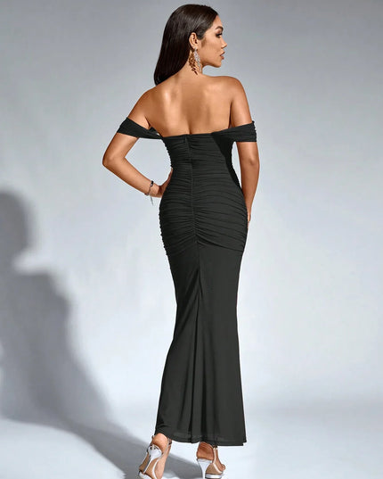 Vestido maxi fluido sin mangas para mujer con escote en V estilo cóctel