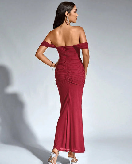 Vestido maxi fluido sin mangas para mujer con escote en V estilo cóctel