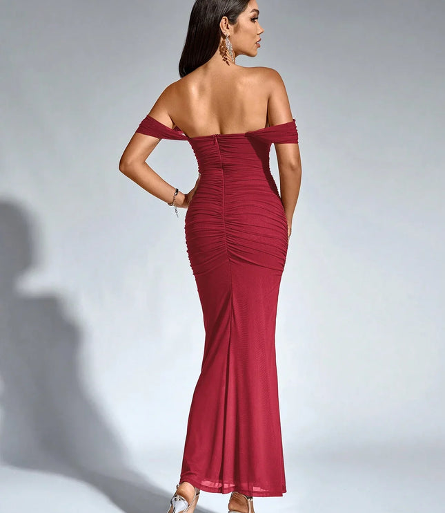 Vestido maxi fluido sin mangas para mujer con escote en V estilo cóctel