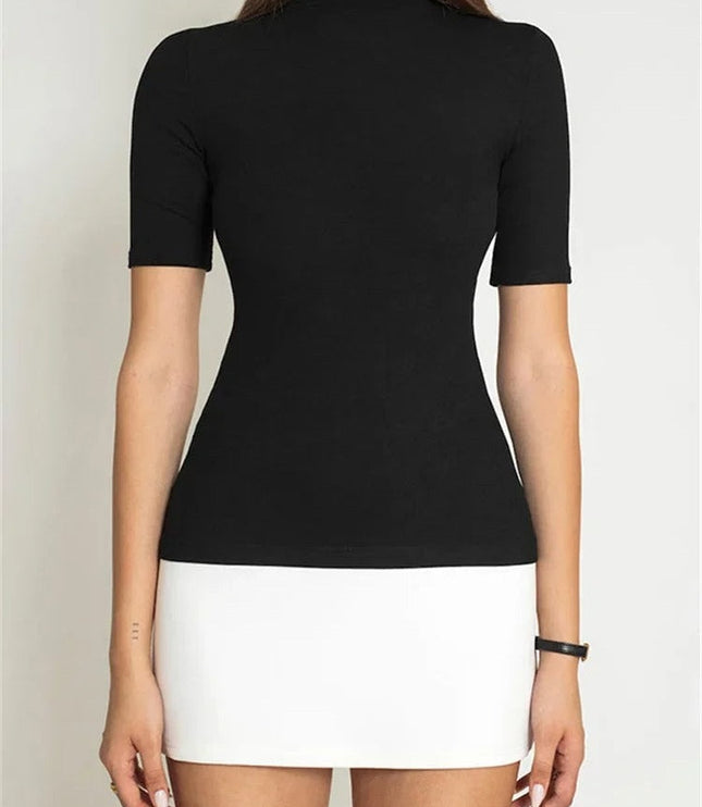 Women's Contrast Knitted Short Sleeve Mini Jumper Dress