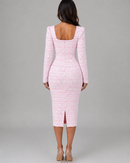 Women's Cropped Tweed Jacket and Midi Dress Set