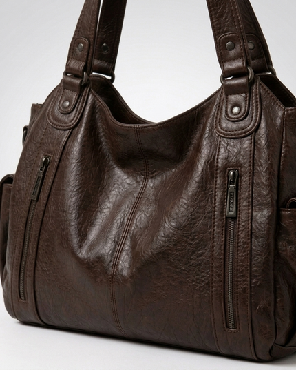 Women's Crossbody Shoulder Bag with Zip and Flap Pockets