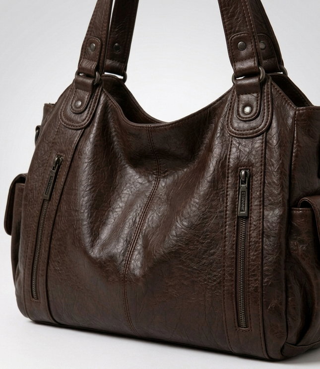 Women's Crossbody Shoulder Bag with Zip and Flap Pockets