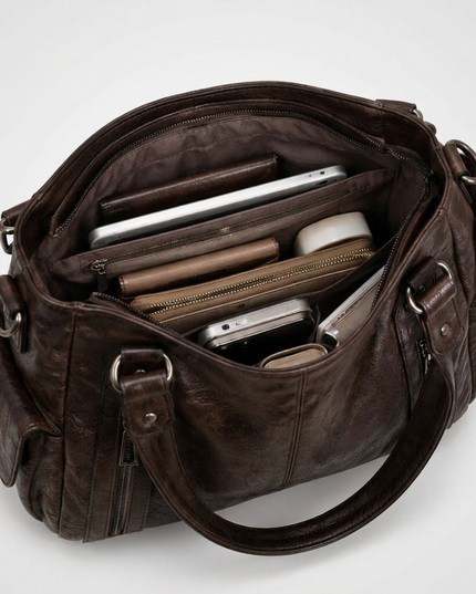 Women's Crossbody Shoulder Bag with Zip and Flap Pockets