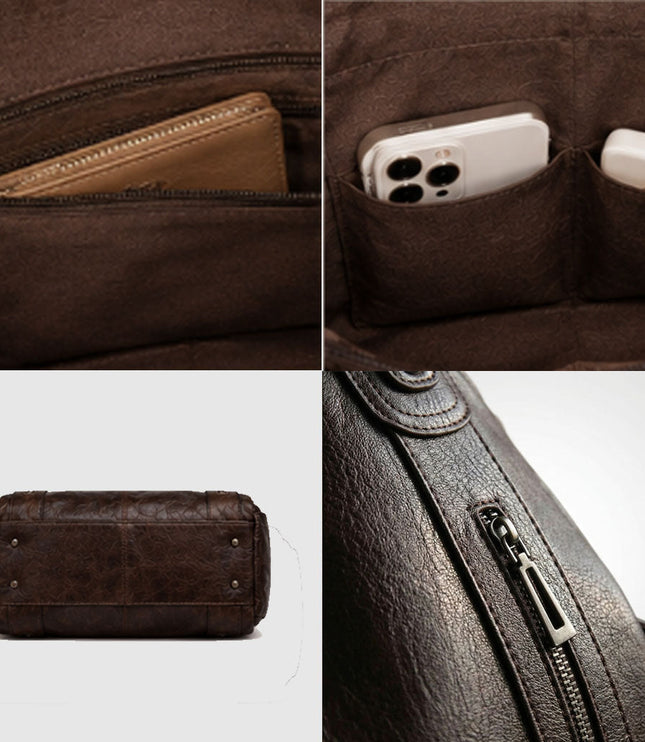 Women's Crossbody Shoulder Bag with Zip and Flap Pockets
