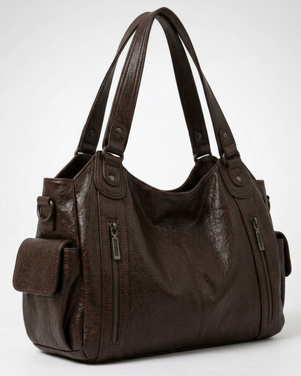 Women's Crossbody Shoulder Bag with Zip and Flap Pockets