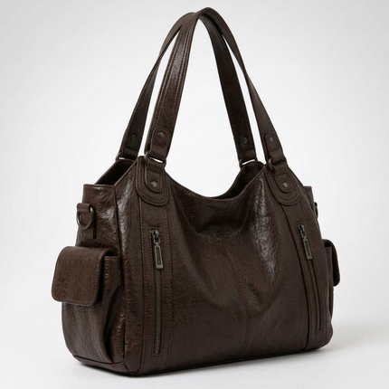 Women's Crossbody Shoulder Bag with Zip and Flap Pockets