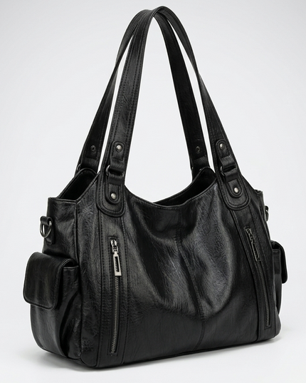 Women's Crossbody Shoulder Bag with Zip and Flap Pockets