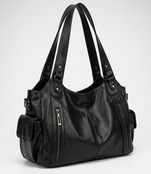 Women's Crossbody Shoulder Bag with Zip and Flap Pockets