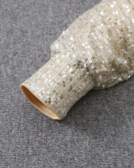 Women's Cuffed Sleeve Off-Shoulder Sequin Dress