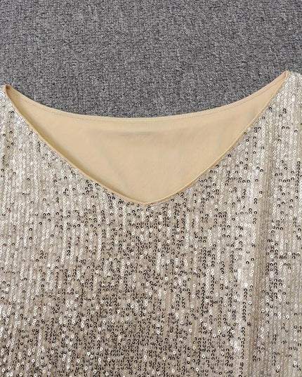 Women's Cuffed Sleeve Off-Shoulder Sequin Dress